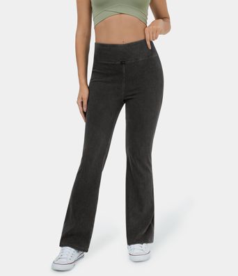 Halara Flex™ High Waisted Back Pocket Washed Stretchy Knit Casual Bootcut Jeans