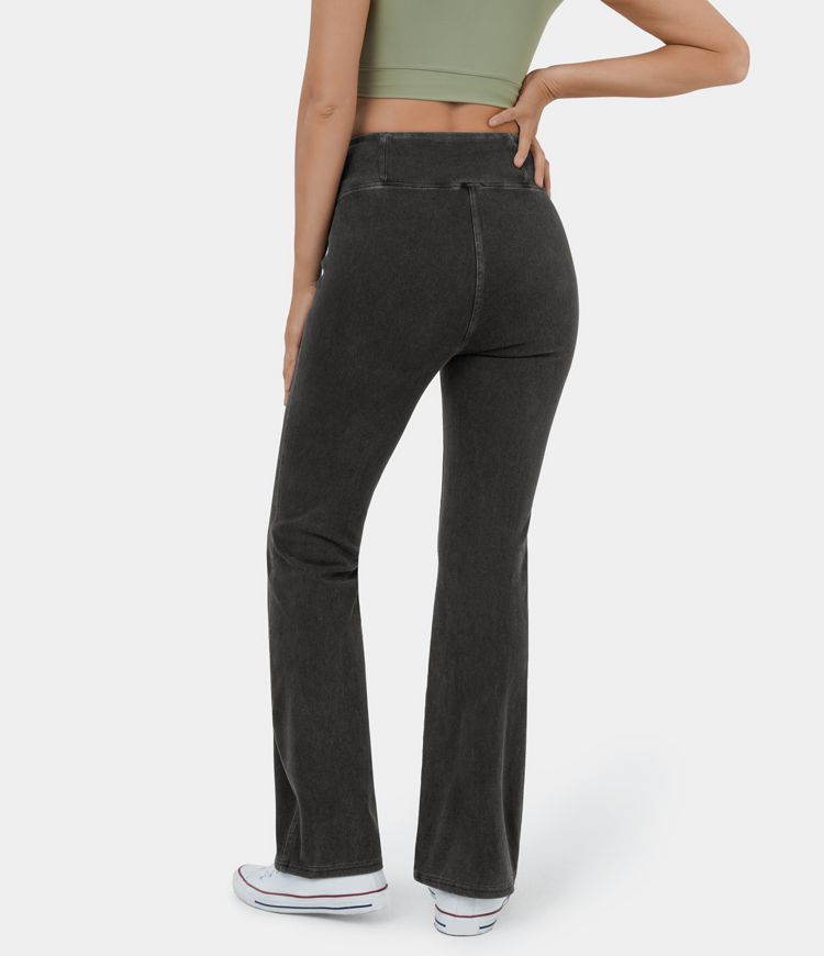 Halara Flex™ High Waisted Back Pocket Washed Stretchy Knit Casual Bootcut Jeans