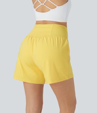 SoftlyZero™ Airy Super High Waisted 2-in-1  Cool Touch Yoga Shorts 5'' with Pockets-Longer Length