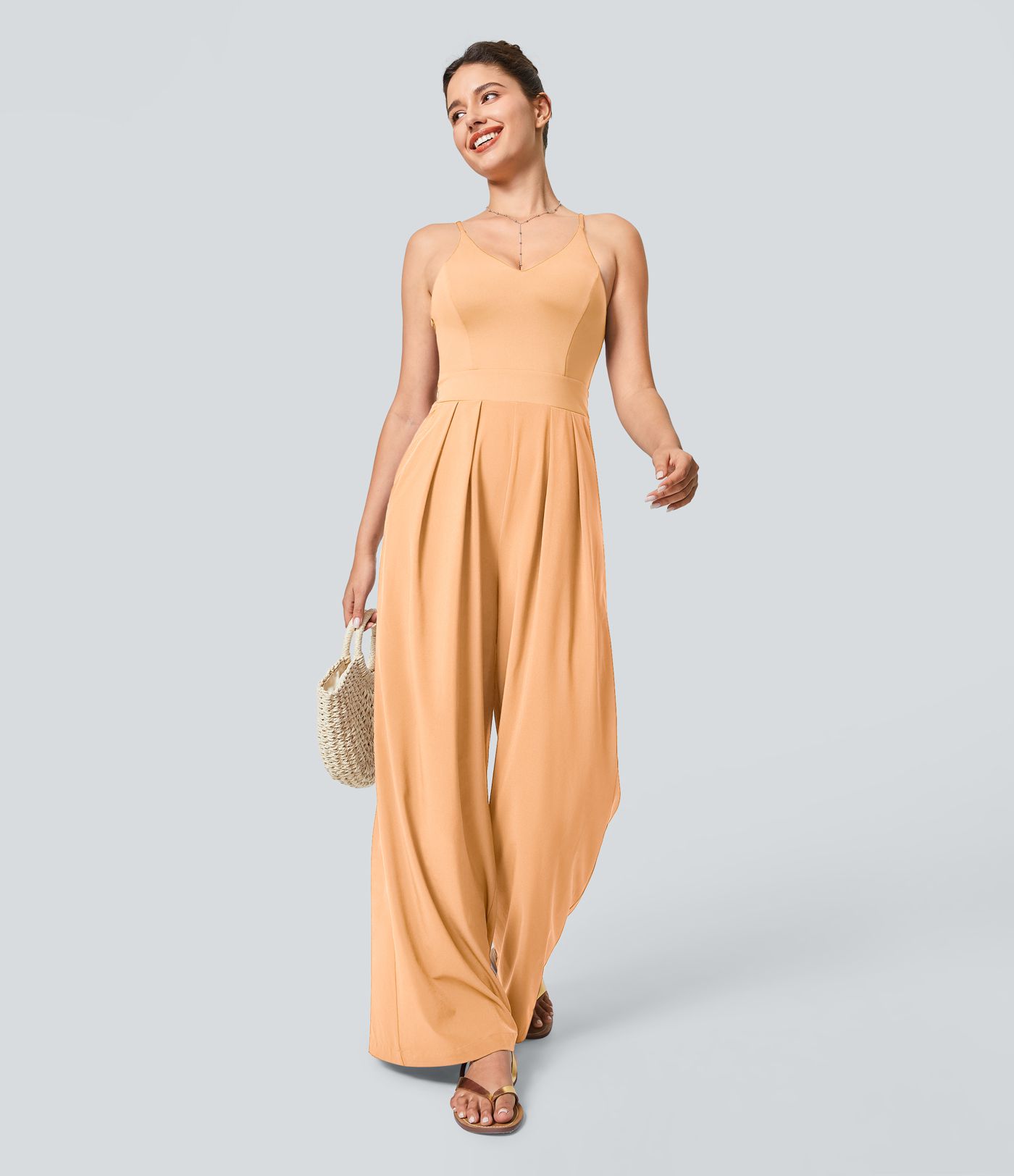 Breezeful™ Combinaison Dos Nu Poche Zippée Invisible Sur le Côté Jambe Large Séchage Rapide