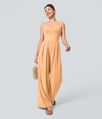 Breezeful™ Combinaison Dos Nu Poche Zippée Invisible Sur le Côté Jambe Large Séchage Rapide