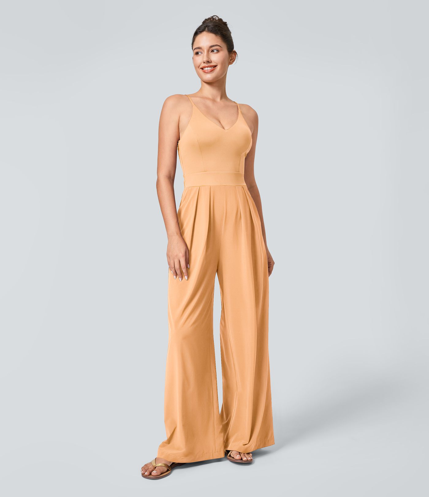 Breezeful™ Combinaison Dos Nu Poche Zippée Invisible Sur le Côté Jambe Large Séchage Rapide