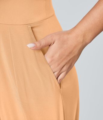 Breezeful™ Combinaison Dos Nu Poche Zippée Invisible Sur le Côté Jambe Large Séchage Rapide