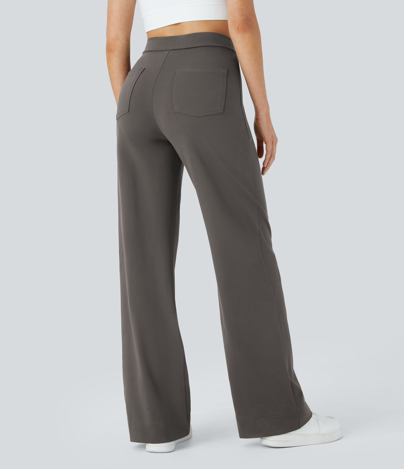 High Waisted with Pockets Straight Leg Stretchy Casual Pants