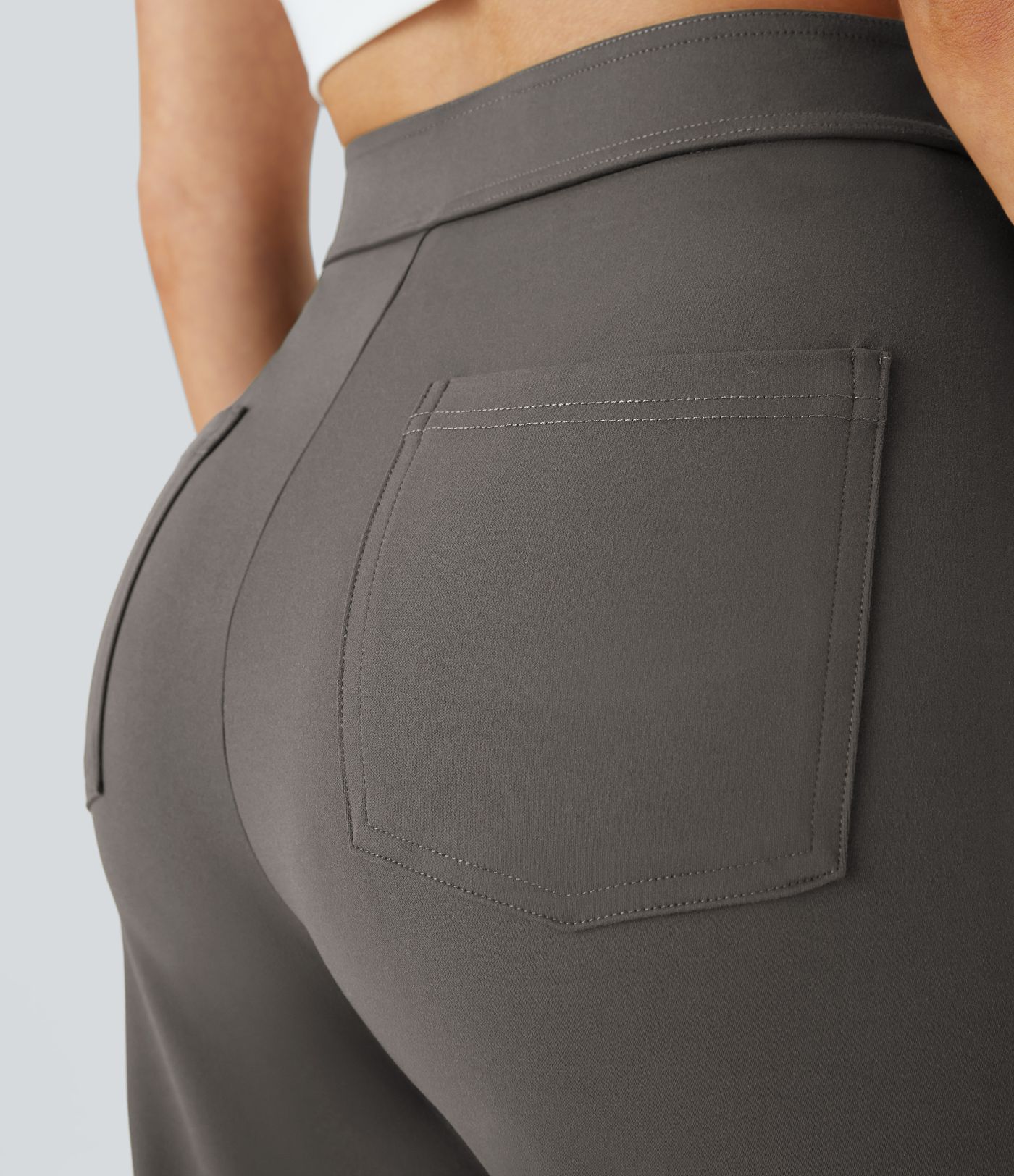 High Waisted with Pockets Straight Leg Stretchy Casual Pants