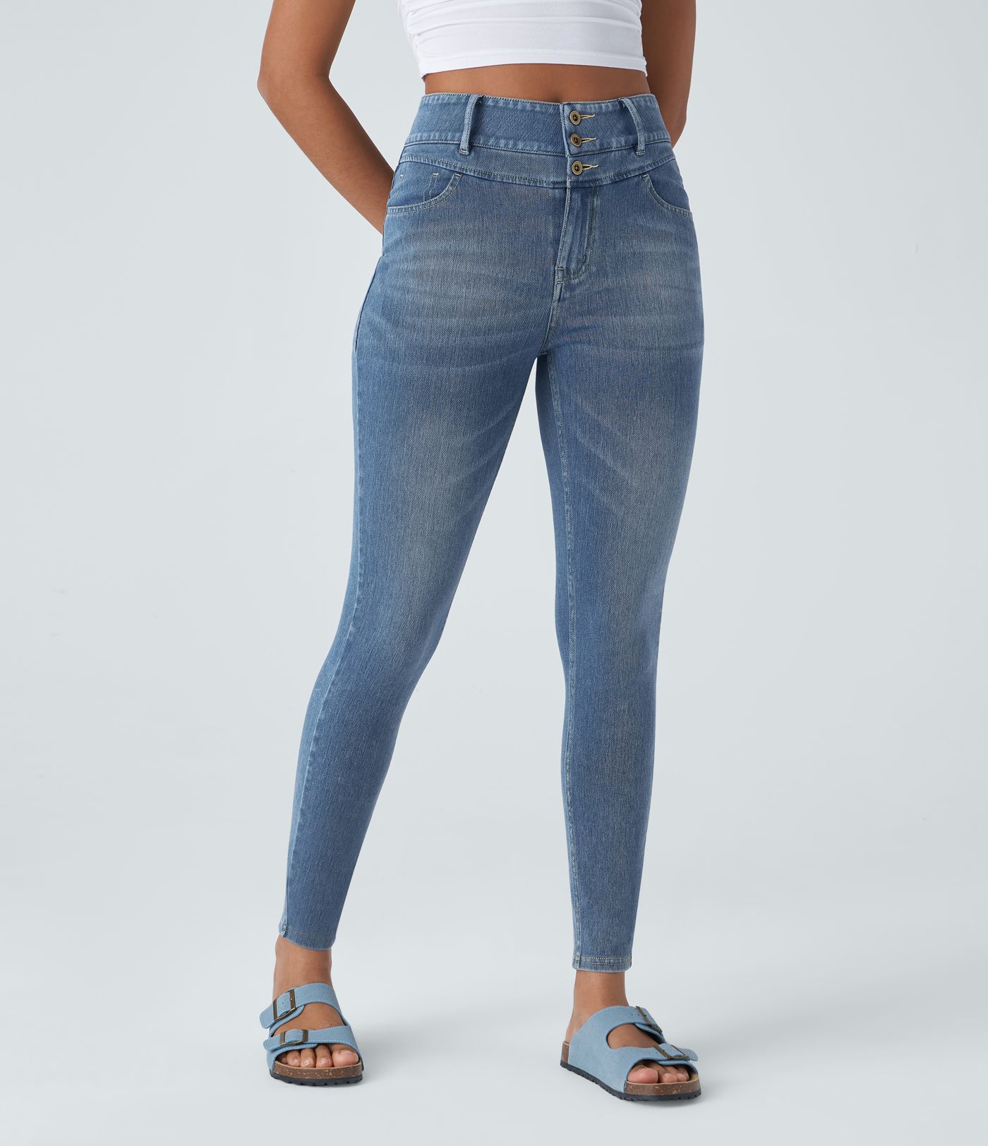 Halara Flex™ High Waisted Zipper Pockets Women Casual Skinny Denim Jeans