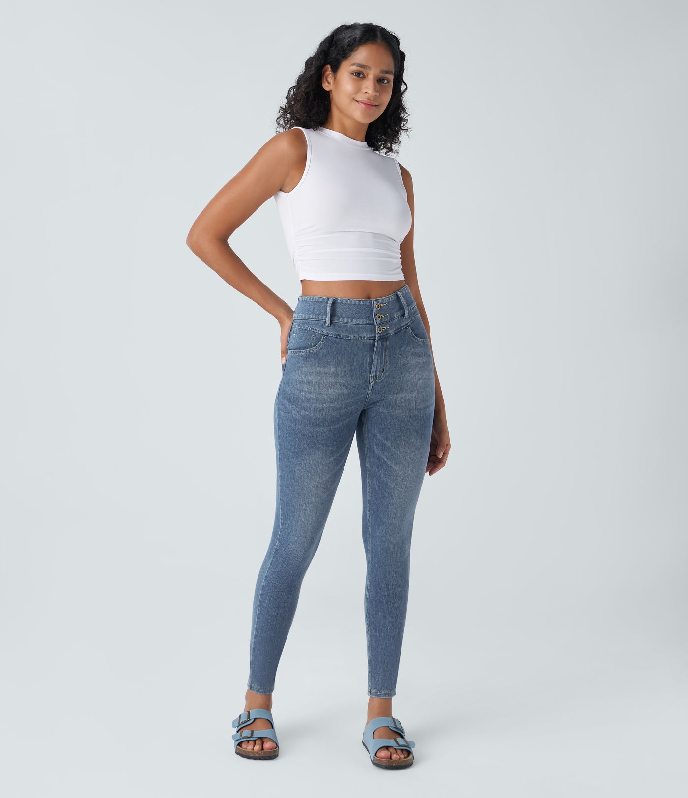 Halara Flex™ High Waisted Zipper Pockets Women Casual Skinny Denim Jeans