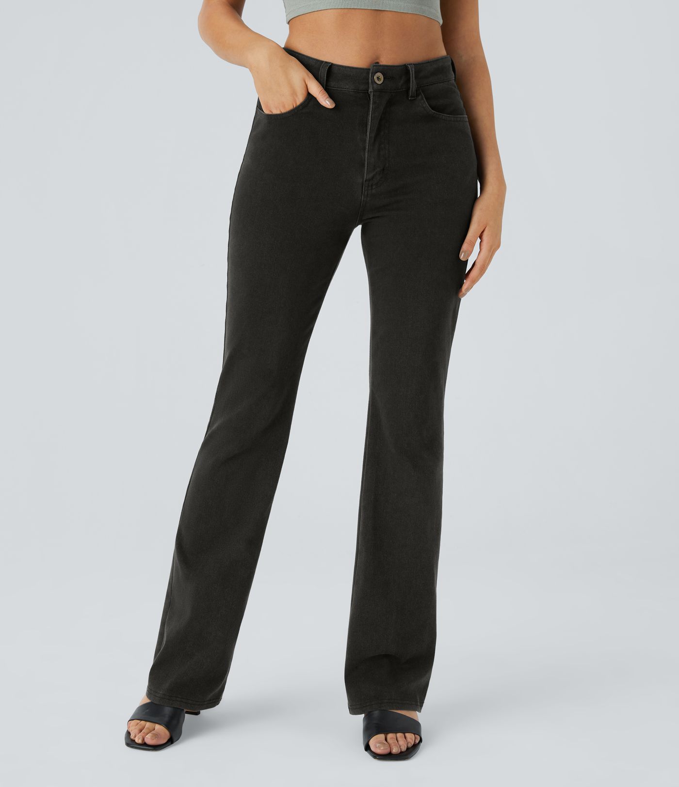 Jean Casual Bootcut Halara Flex™ à mi-hauteur avec poches