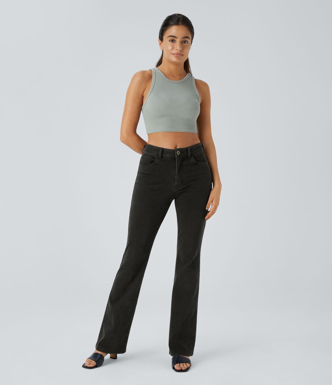 Jean Casual Bootcut Halara Flex™ à mi-hauteur avec poches