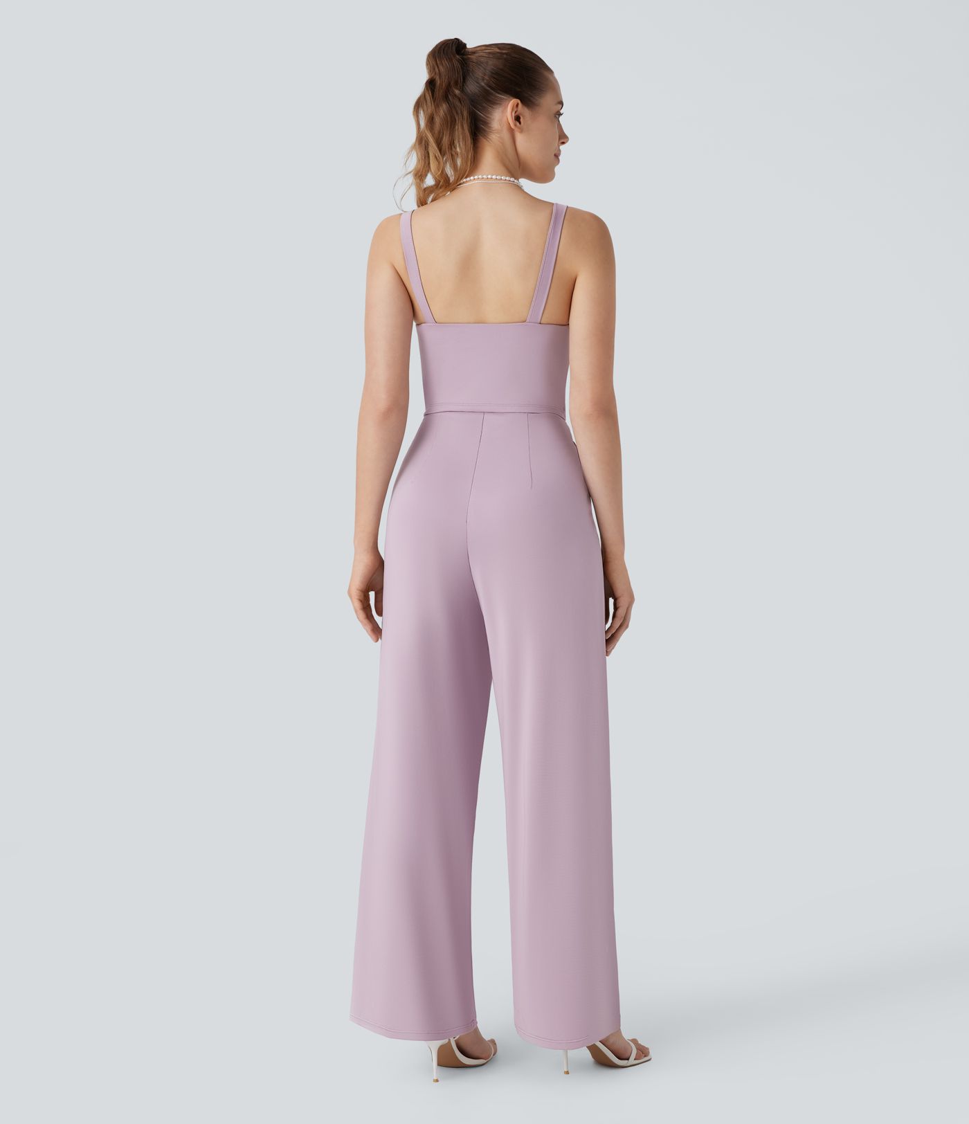 Combinaison col carré froncée avec cordon d'ajustement style paysanne poches latérales jambe large demoiselle d'honneur et invitée de mariage - Édition Easy Peasy