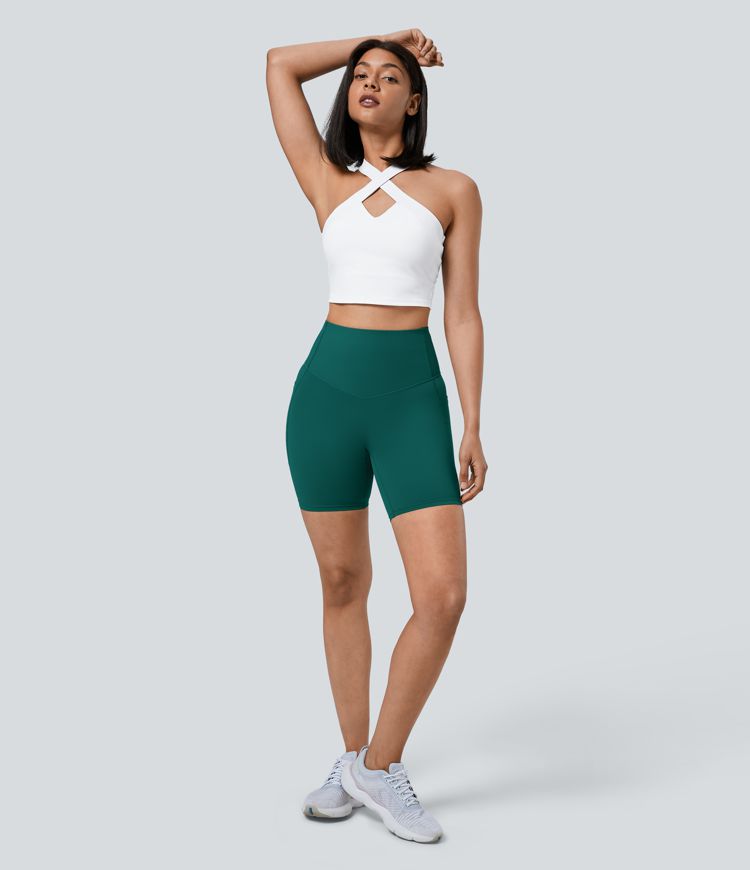 Halara UltraSculpt™ High Waisted Tummy Control Pocket Shaping Training Biker Shorts 7''