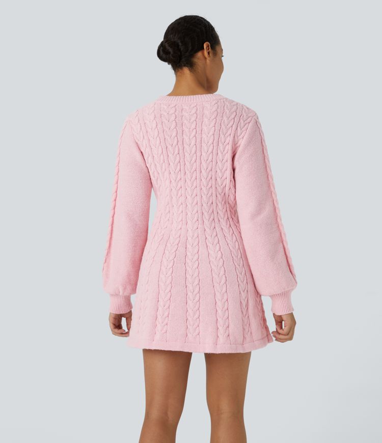Everyday V-neck Long Sleeve Mini Sweater Dress