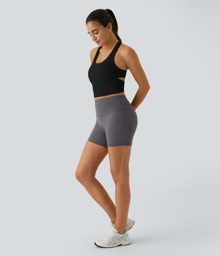 Softlyzero™ Plush U Neck Backless Racerback Cut Out Cropped Yoga Tank Vest Top