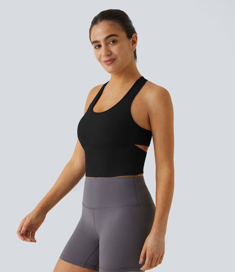Softlyzero™ Plush U Neck Backless Racerback Cut Out Cropped Yoga Tank Top