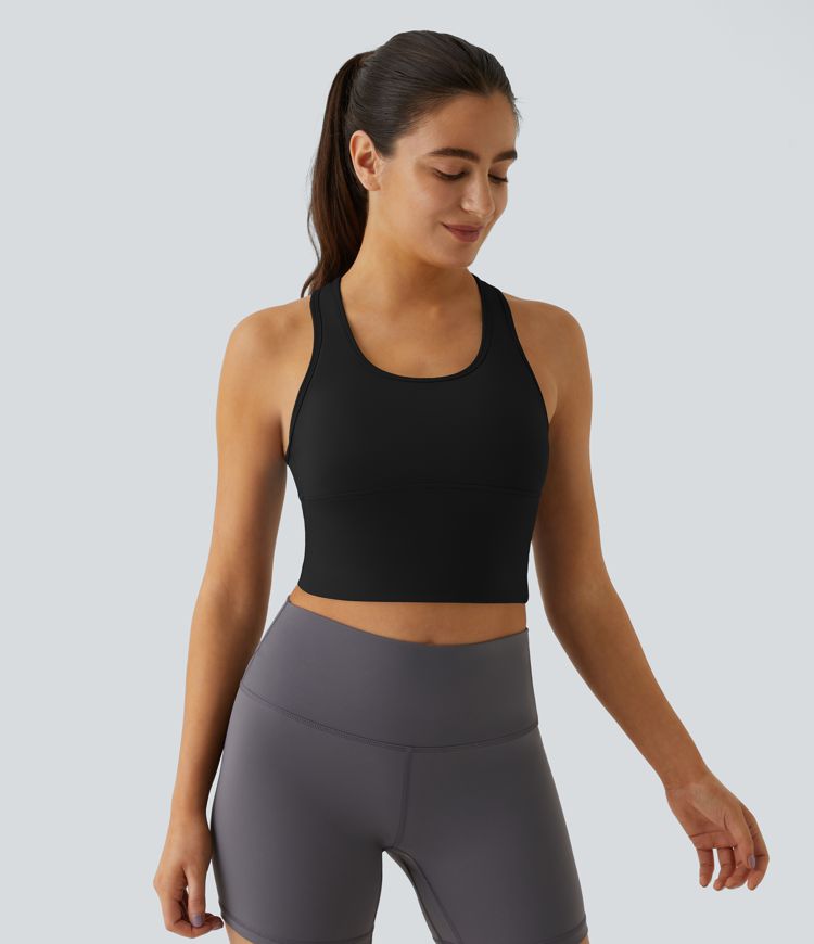 Softlyzero™ Plush U Neck Backless Racerback Cut Out Cropped Yoga Tank Top