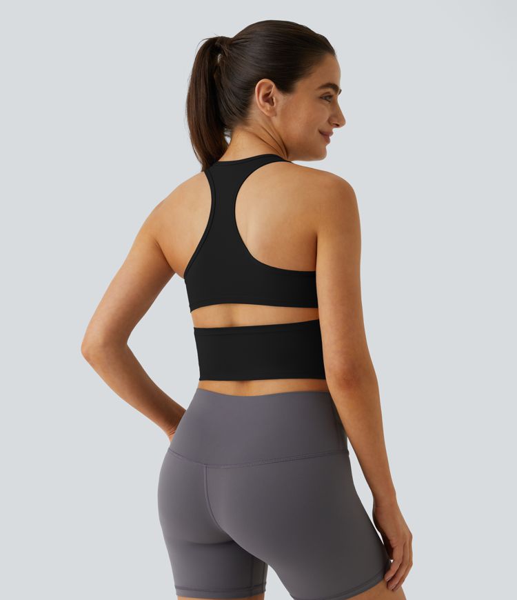 Softlyzero™ Plush U Neck Backless Racerback Cut Out Cropped Yoga Tank Vest Top