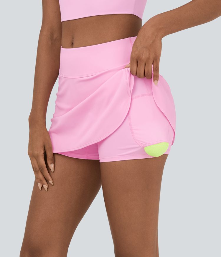 Minifalda tenis Softlyzero™ Airy fresco tacto bolsillo lateral 2 en 1 ribete contrastante tiro alto