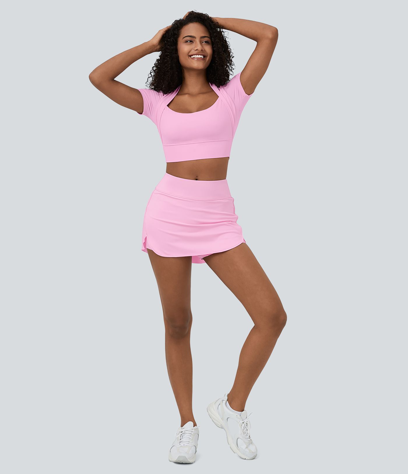 Minifalda tenis Softlyzero™ Airy fresco tacto bolsillo lateral 2 en 1 ribete contrastante tiro alto