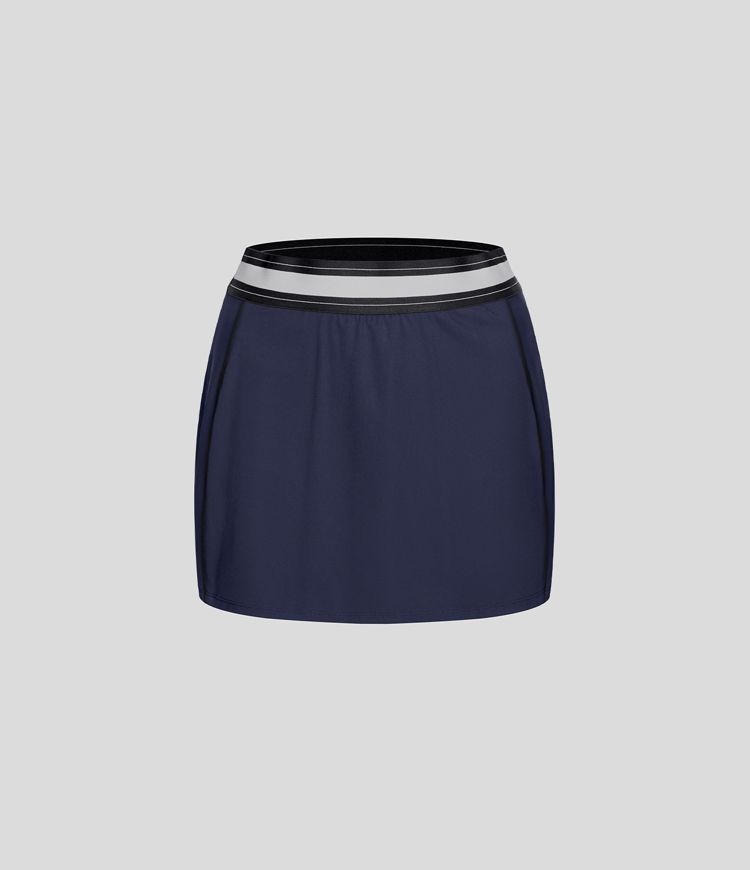 SoftlyZero™ Airy High Waisted 2-in-1 Bodycon Color Block Micro Mini Cool Touch Tennis Skirt-UPF50+