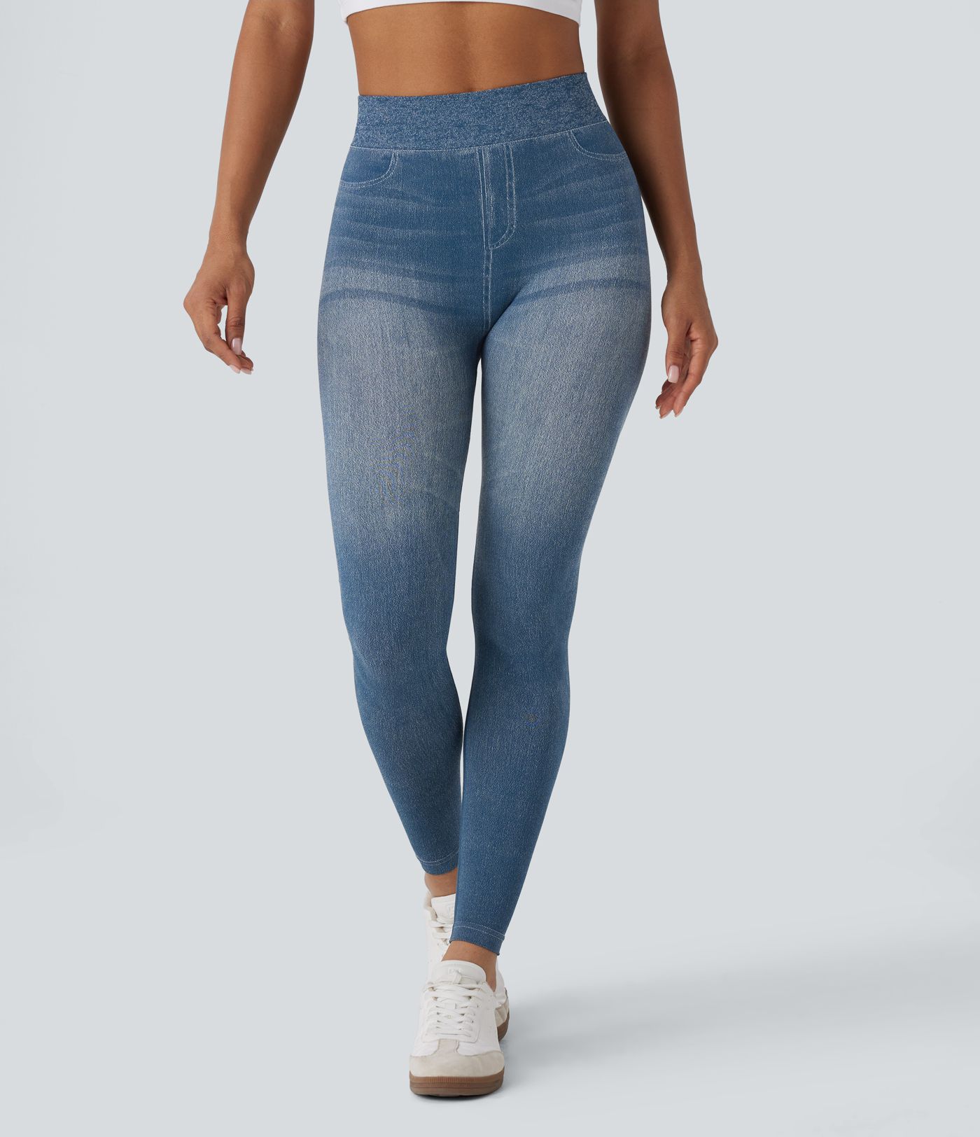 Legging yoga taille haute aspect denim sans couture OneForm Seamless Flow