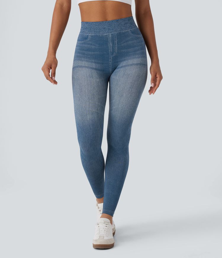 Legging yoga taille haute aspect denim sans couture OneForm Seamless Flow