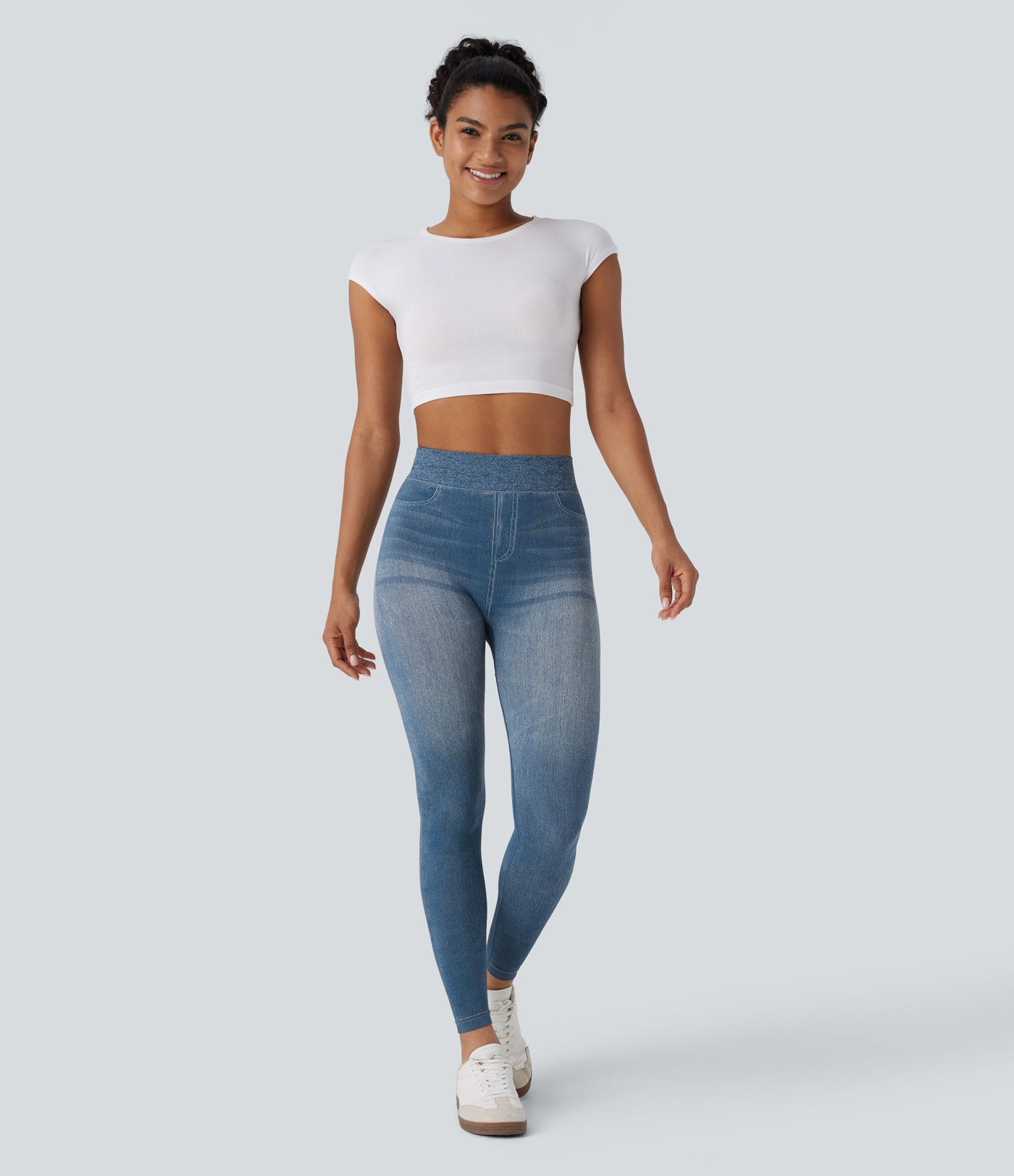 Legging yoga taille haute aspect denim sans couture OneForm Seamless Flow