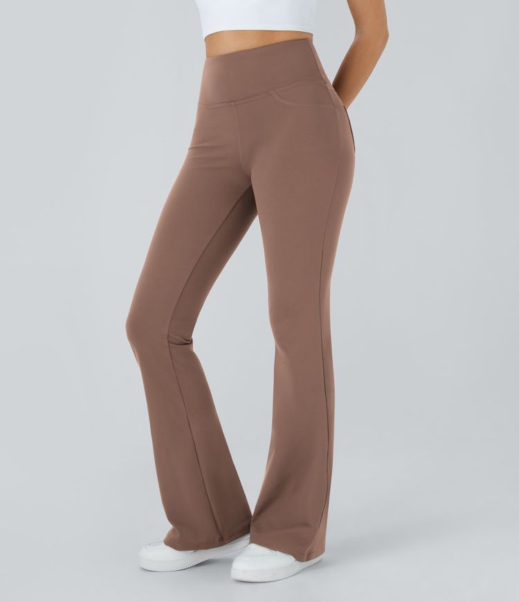 Leggings de yoga acampanados con cintura alta y bolsillo trasero