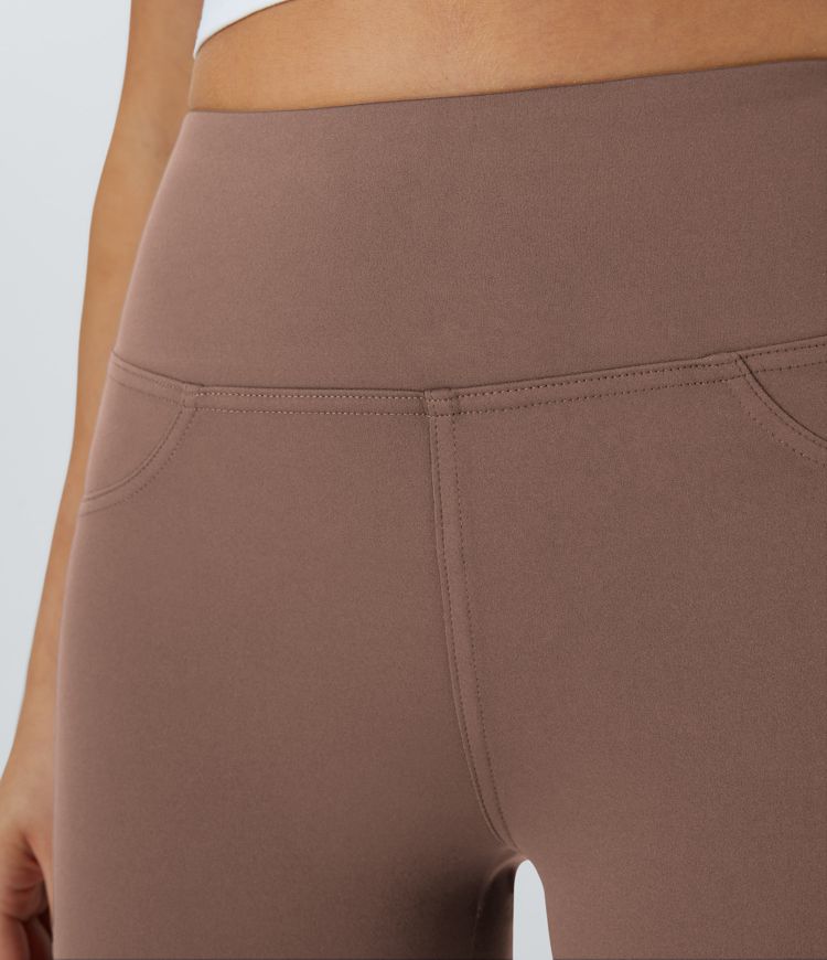 Leggings de yoga acampanados con cintura alta y bolsillo trasero