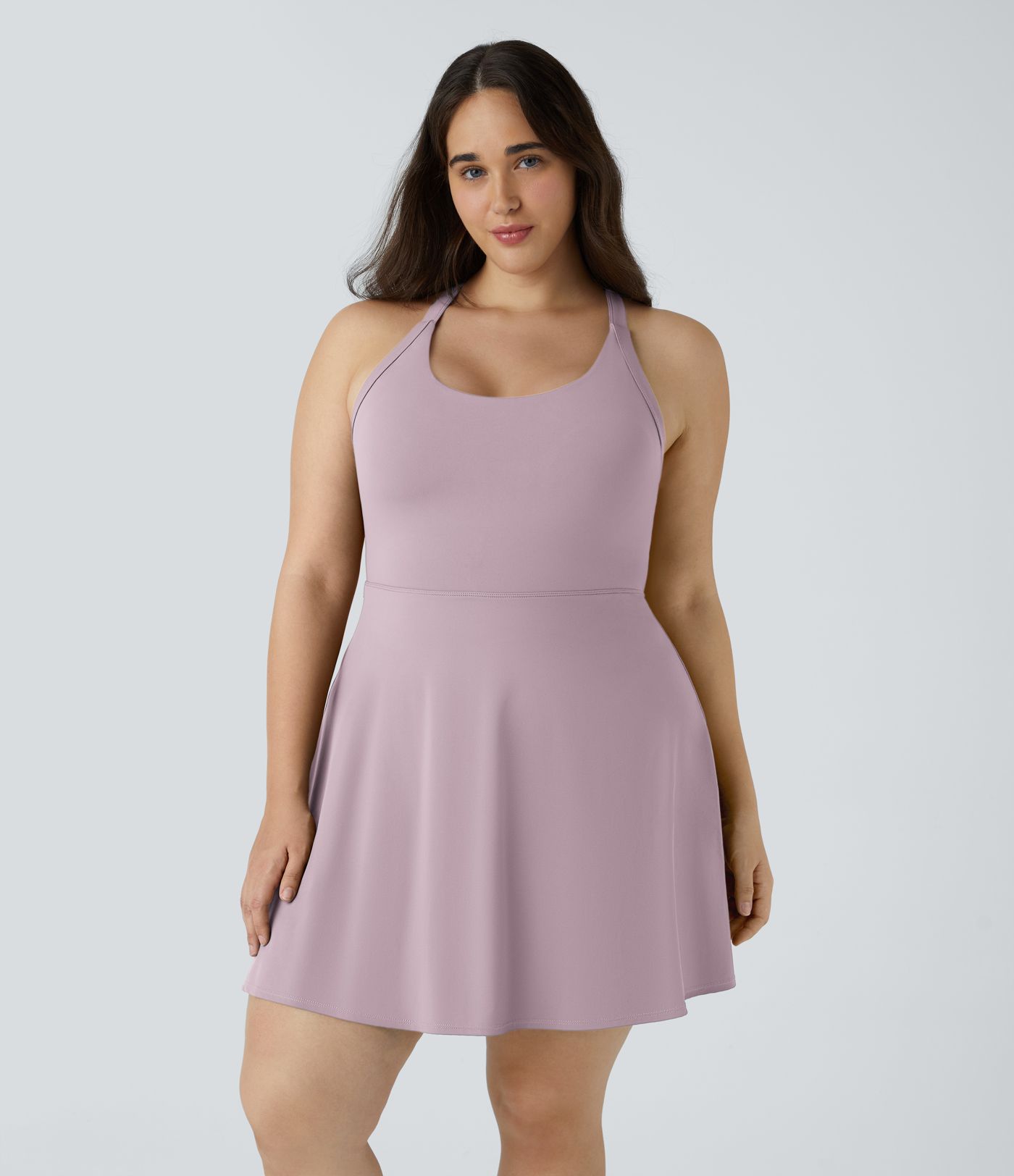 Vestido baile ballet barra talla plus 2 en 1 bolsillo lateral retorcido cut out sin espalda