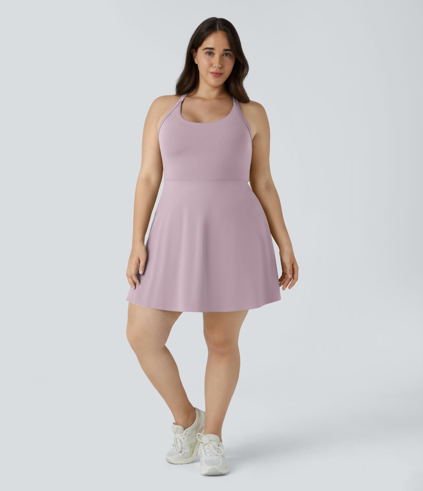 Vestido baile ballet barra talla plus 2 en 1 bolsillo lateral retorcido cut out sin espalda