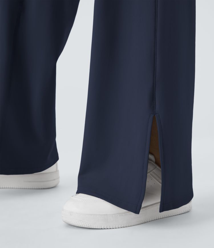 Pantalón recto y ancho Smile con cintura en V con bolsillos y abertura en el bajo