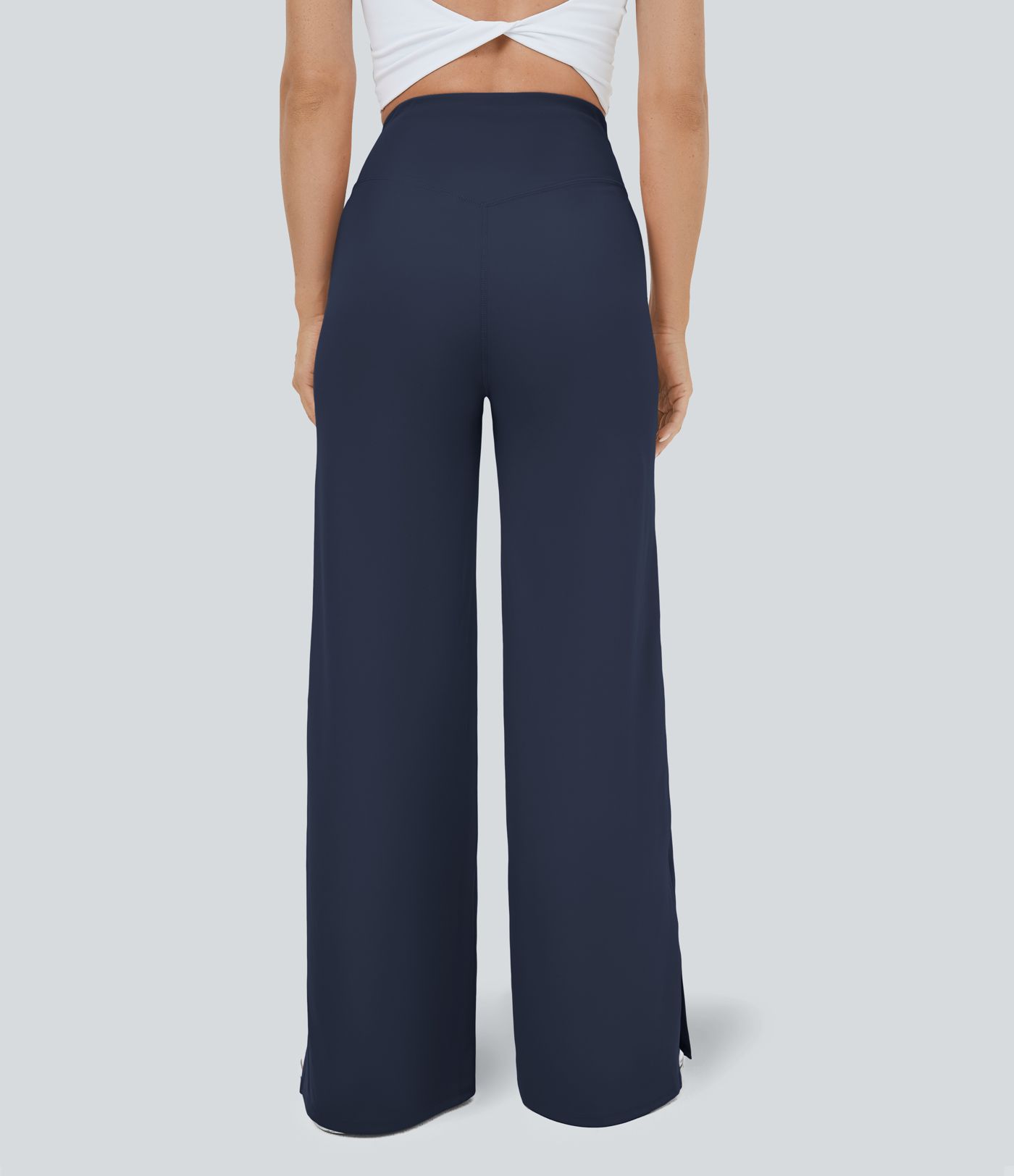 Pantalón recto y ancho Smile con cintura en V con bolsillos y abertura en el bajo