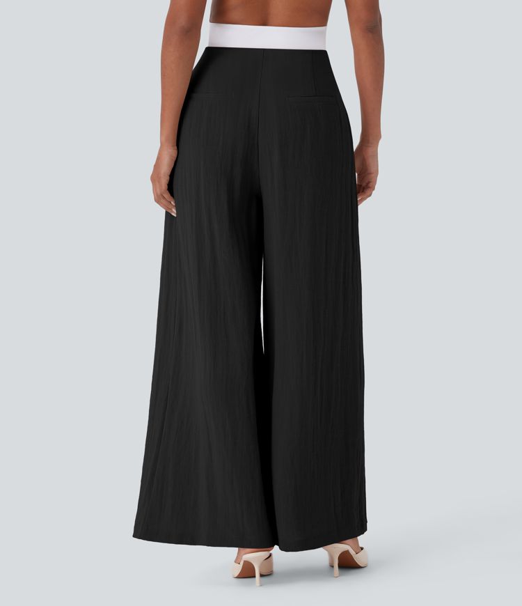 Halara Flex™ High Waisted Linen-Feel Work Wide Leg Pants with Pockets