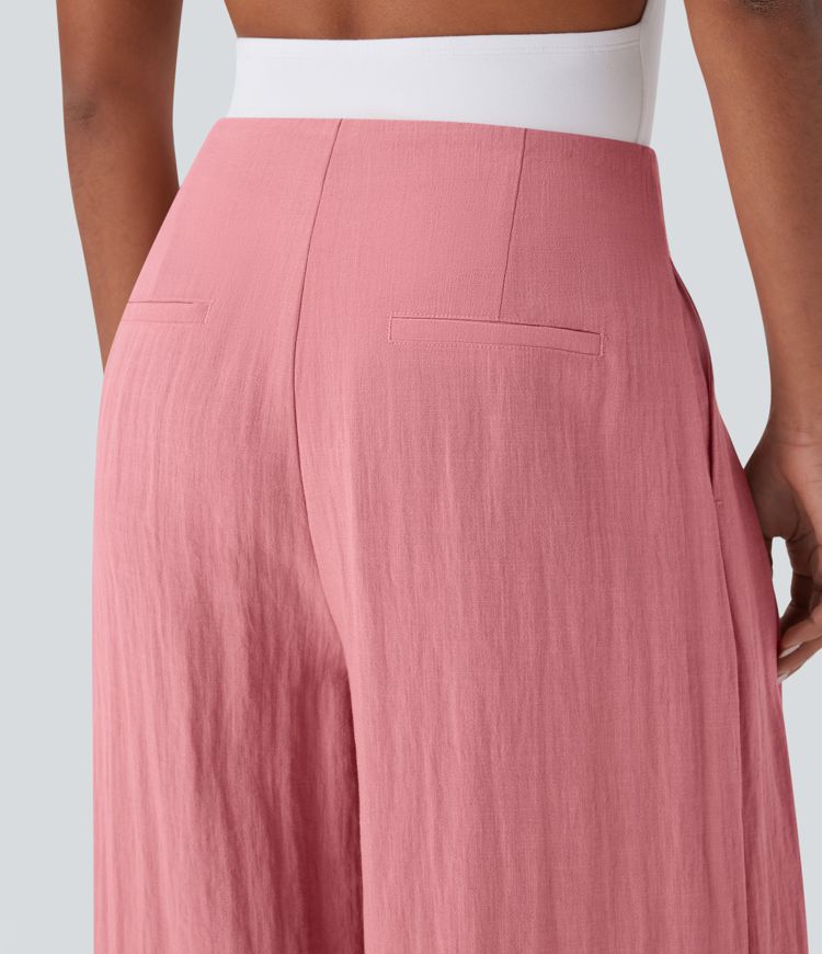 Halara Flex™ High Waisted Linen-Feel Work Wide Leg Pants with Pockets