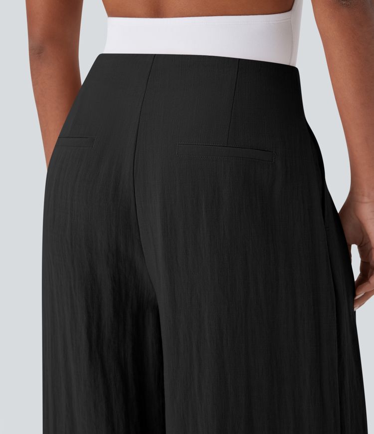 Halara Flex™ High Waisted Linen-Feel Work Wide Leg Pants with Pockets