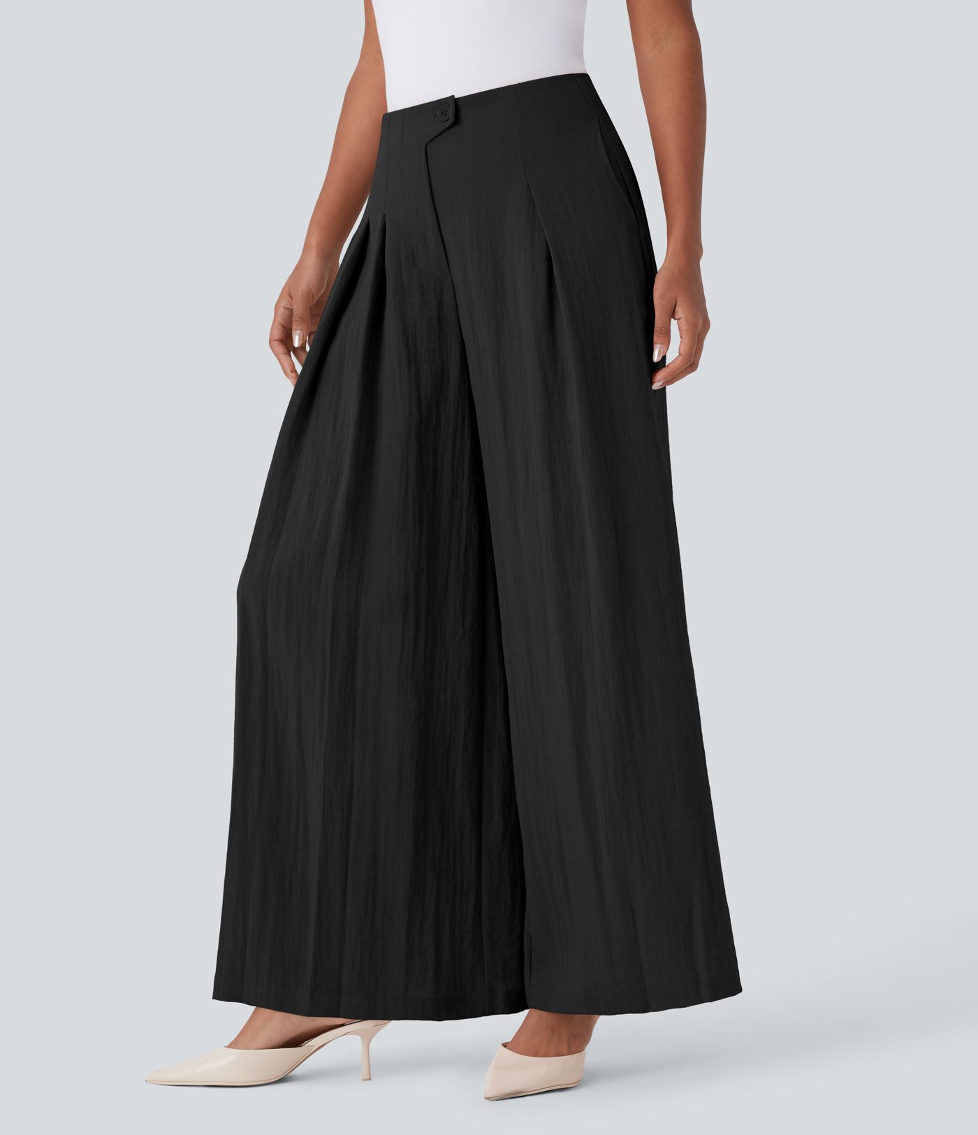 Halara Flex™ High Waisted Linen-Feel Work Wide Leg Pants with Pockets