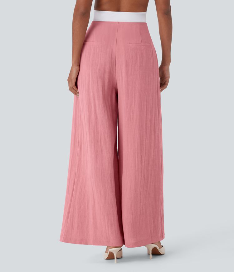 Halara Flex™ High Waisted Linen-Feel Work Wide Leg Pants with Pockets