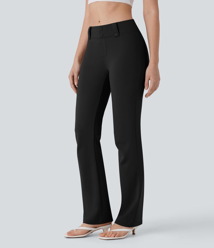 Low Rise Decorative Button Casual Pants