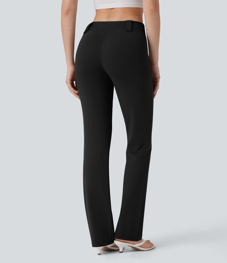 Low Rise Decorative Button Casual Pants
