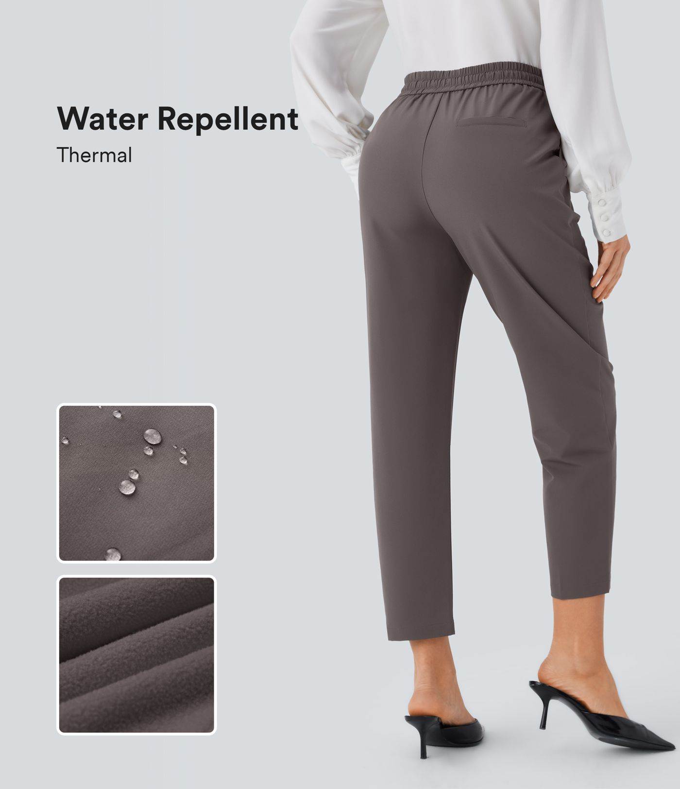 Water Repellent Wear-Resistant High Waisted Drawstring Pocket Thermal Work Pants