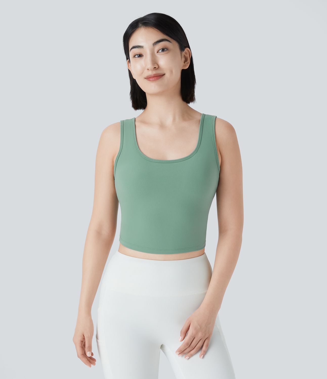 Tielko (tank top) s U-výstrihom v barre/baletovom štýle, košíčky A–C