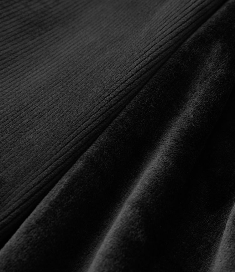 Collared button long sleeve chest pocket curved hem fleece corduroy casual jacket