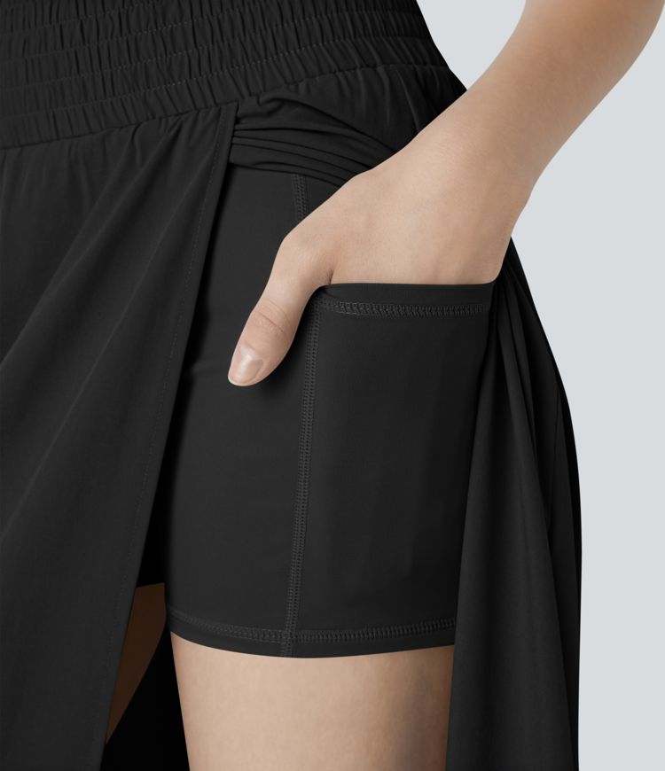 Breezeful™ High Waisted 2-in-1 Pocket Flowy Maxi Quick Dry Casual Skirt