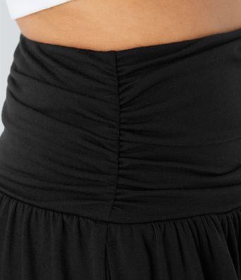 High Waisted Ruched Pocket Flowy Skirt