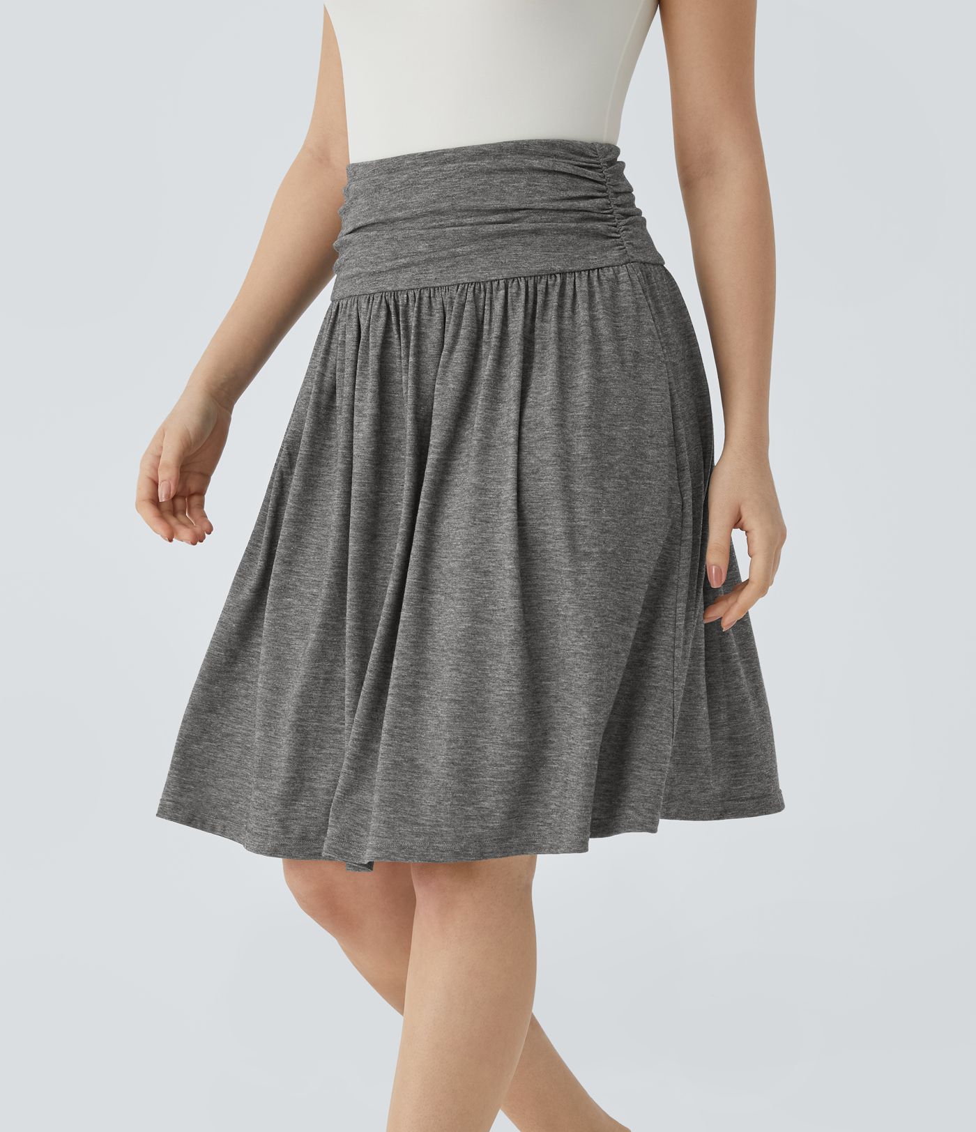 High Waisted Ruched Pocket Women Flowy Skirt