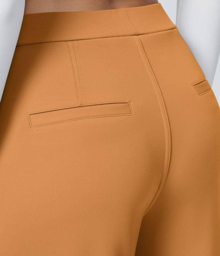 Halara Flex™ Pantalon Tailleur Taille Haute Plissé Poches Latérales Jambe Droite