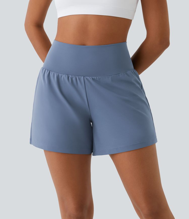 SoftlyZero™ Airy Super High Waisted 2-in-1  Cool Touch Yoga Shorts 5'' with Pockets-Longer Length