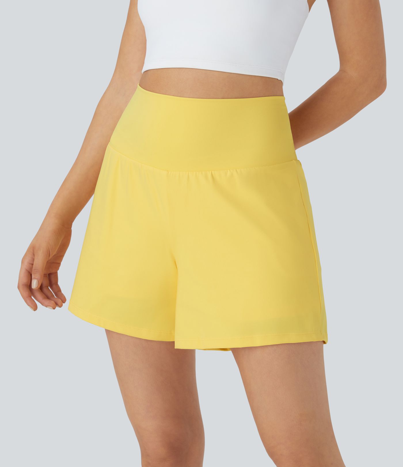 SoftlyZero™ Airy Super High Waisted 2-in-1  Cool Touch Yoga Shorts 5'' with Pockets-Longer Length