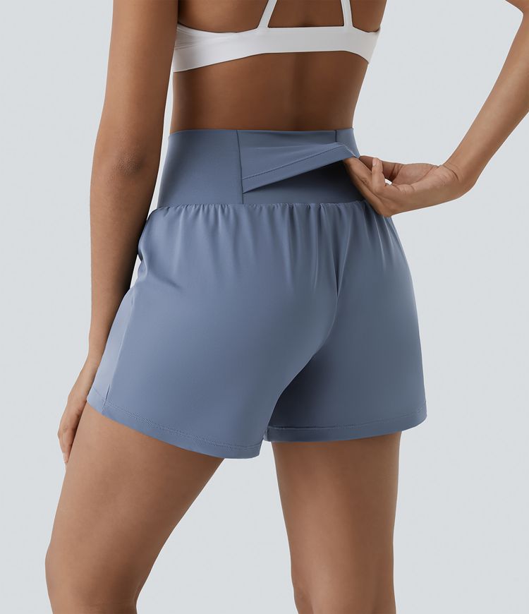 SoftlyZero™ Airy Super High Waisted 2-in-1  Cool Touch Yoga Shorts 5'' with Pockets-Longer Length