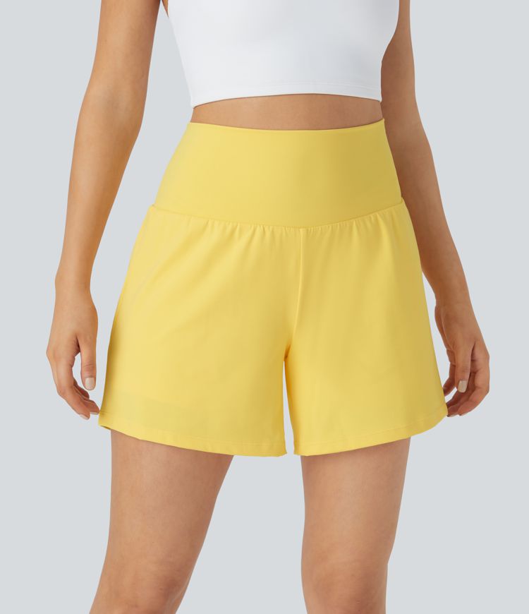 SoftlyZero™ Airy Super High Waisted 2-in-1  Cool Touch Yoga Shorts 5'' with Pockets-Longer Length